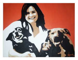 Cheryl and dogs painting